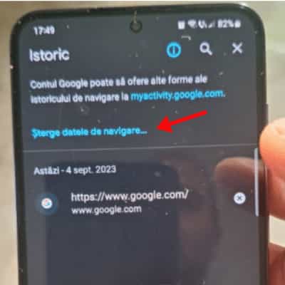 Selectam optiunea Sterge datele de navigare